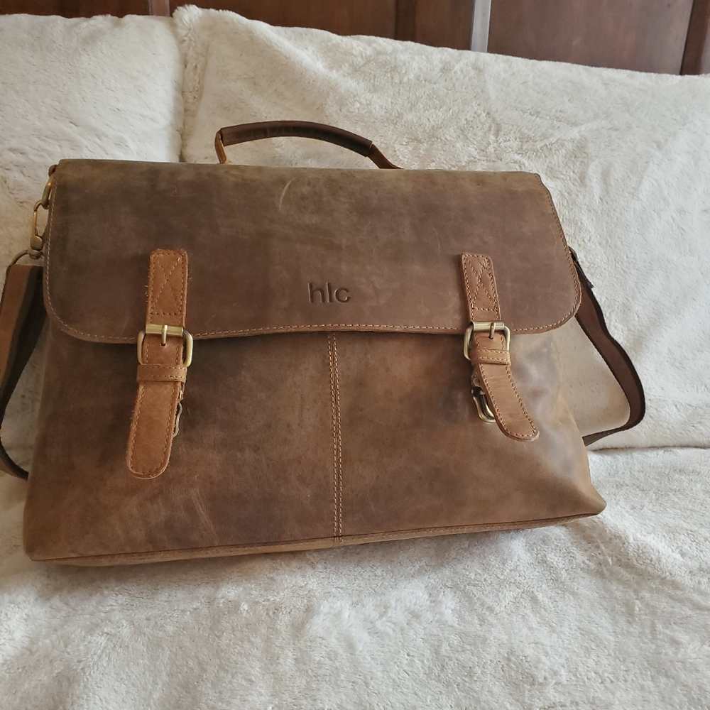 Brown Leather Messenger Bag - Picture 9 of 12